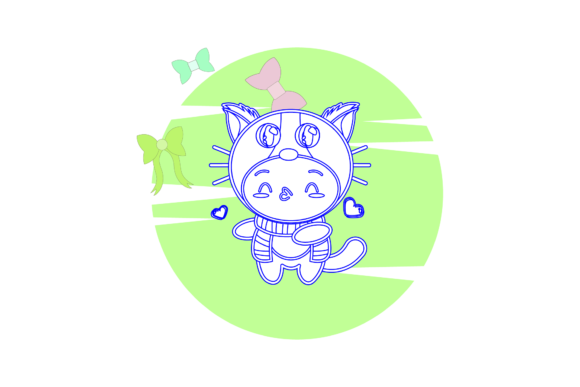 Cat Cute Costume Circle Cloud Ribbon