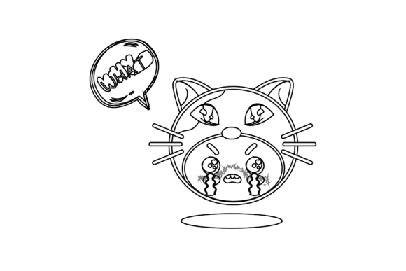 Cat Cute Kawaii Outline Review for Embroidery Projects