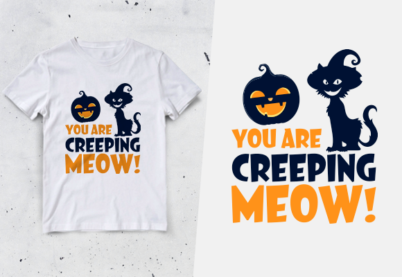 Creepy Cat Halloween T-Shirt Design Review