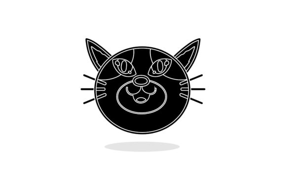Cute Cat Head Black Icon Review