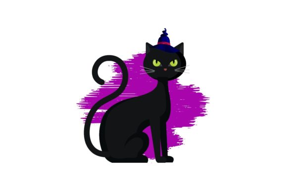 Halloween Black Cat on Grunge Background